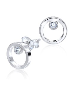 Rhodium Plated Classic Circle Stud Earrings STS-943-RP